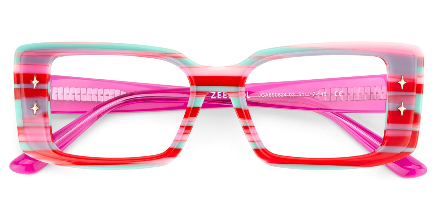 Women's Rectangle Eyeglasses Frames With Red and Green Color2