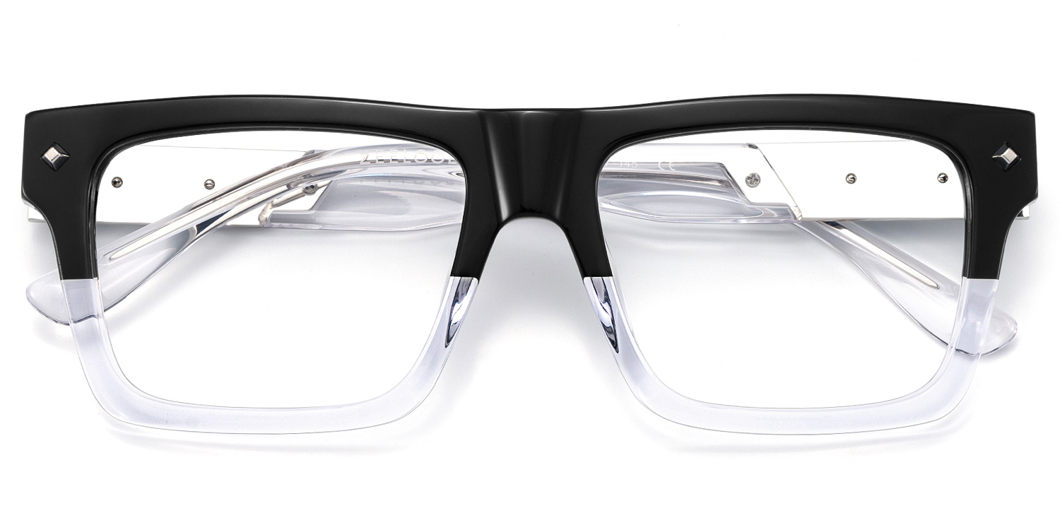 Trent Rectangle Black Clear Glasses2