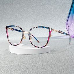 Marisa Cateye Blue Purple Stripe Glasses0
