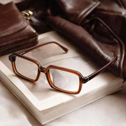 Danielle Brown Rectangle Glasses0
