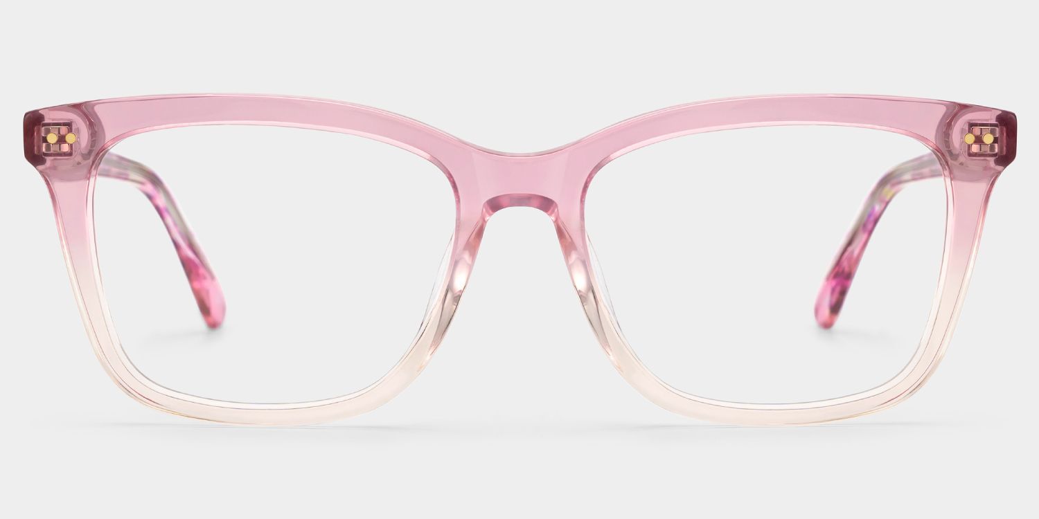 Layla Floral Pink Square Acetate Glasses for Women | ZEELOOL1