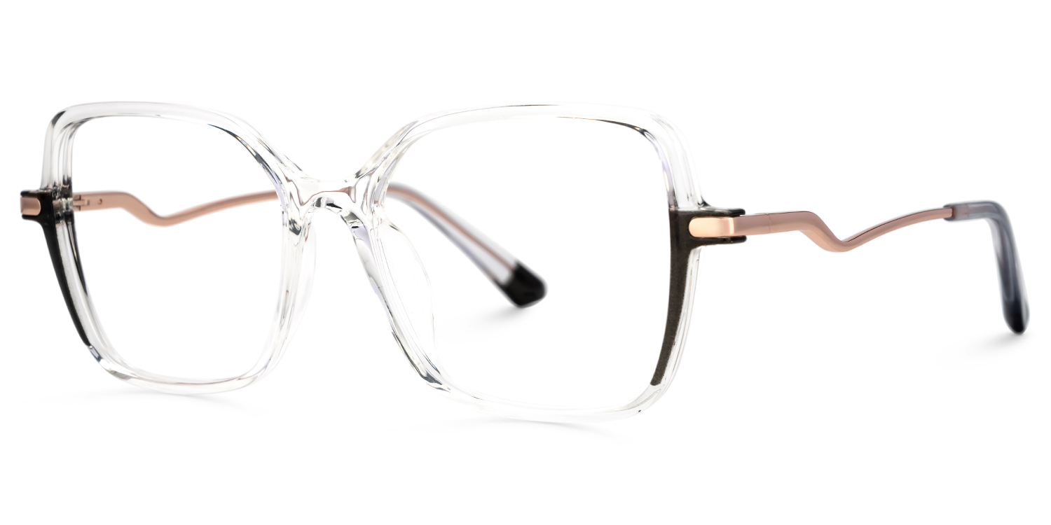 Rendon thin black crystal eyeglass frames in Square Design | ZEELOOL Canada1