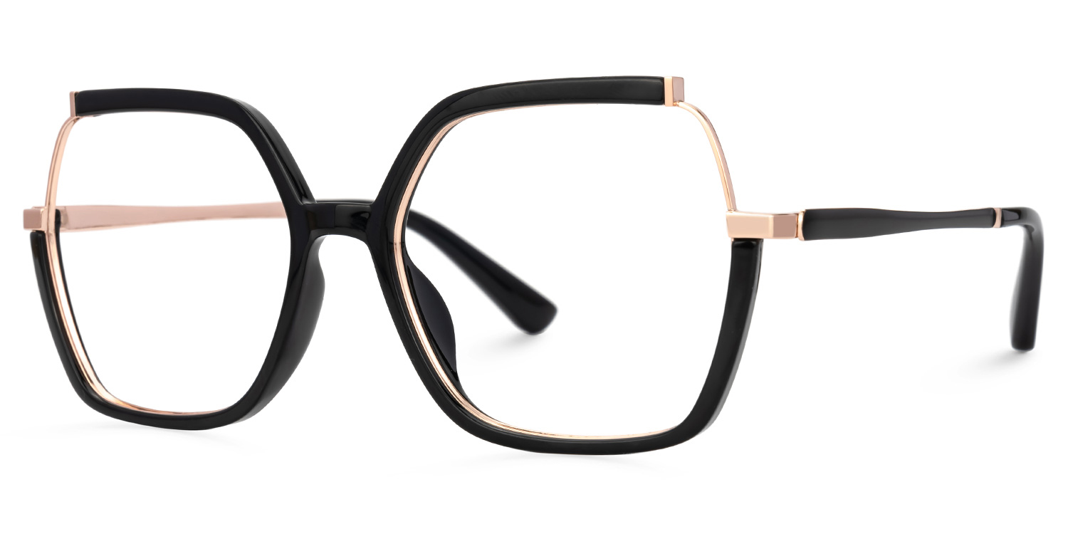 Alexia Mixed-Materials Square Black Frame Glasses | ZEELOOL Canada1