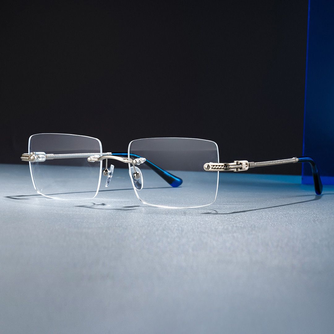 Silver Rimless Eyeglasses Frames With Adjustable Nose Pads1