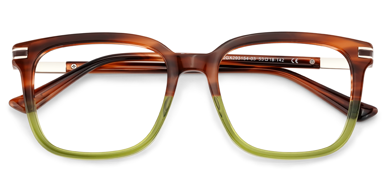 Kenny Square Brown Green Glasses