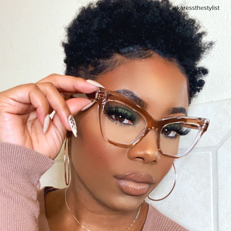 Saucie Light Brown Cat eye Frame Glasses | Zeelool6