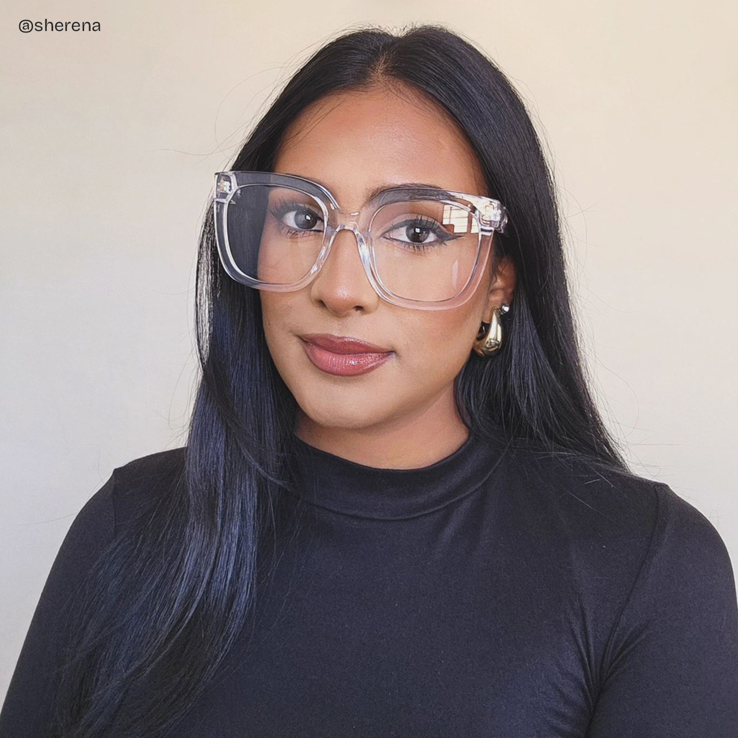 Ebony Square Crystal Clear Frame Glasses | Zeelool6