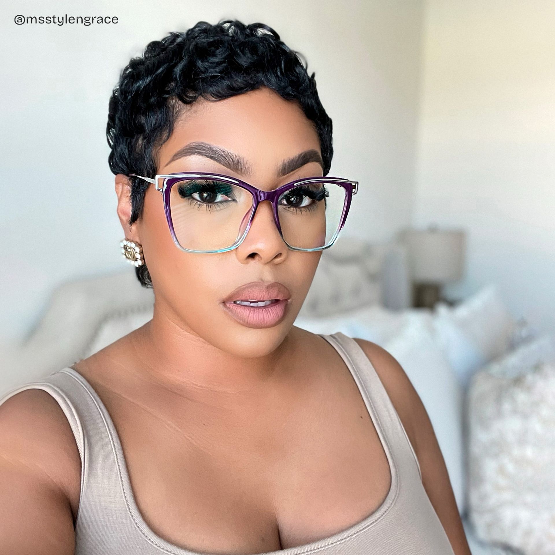 Square Krystle Purple-Blue Eyeglasses deals -Zeelool4