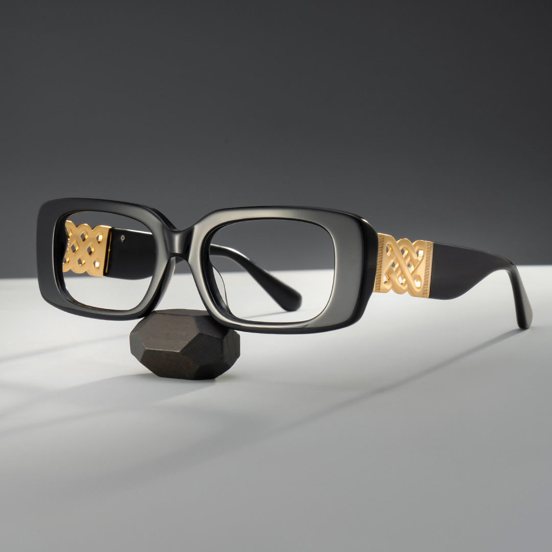 Jonas Rectangle Black Color Frame Glasses for Women | ZEELOOL Canada0