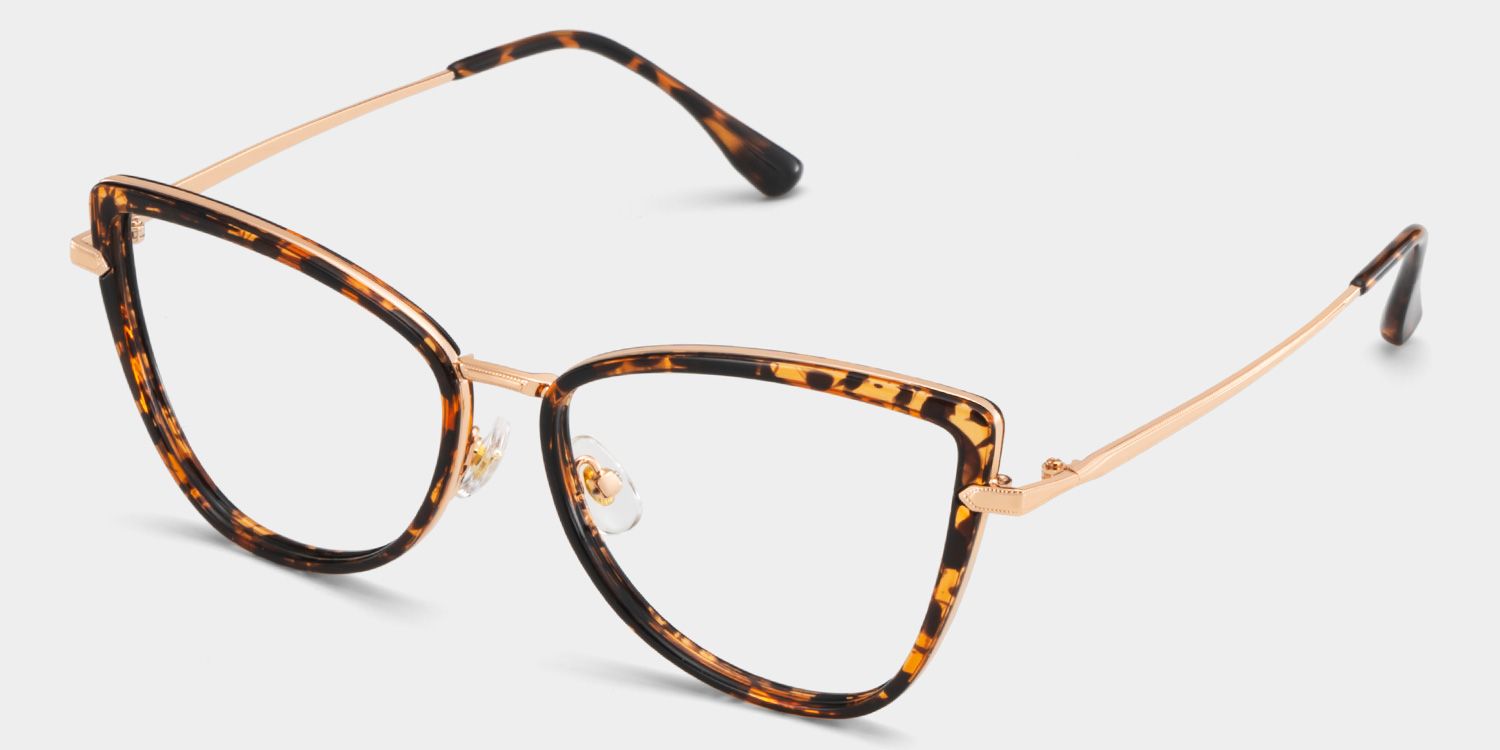 Cat eye Tortoise Eyeglasses- Sloane Mixed Frame Glasses2