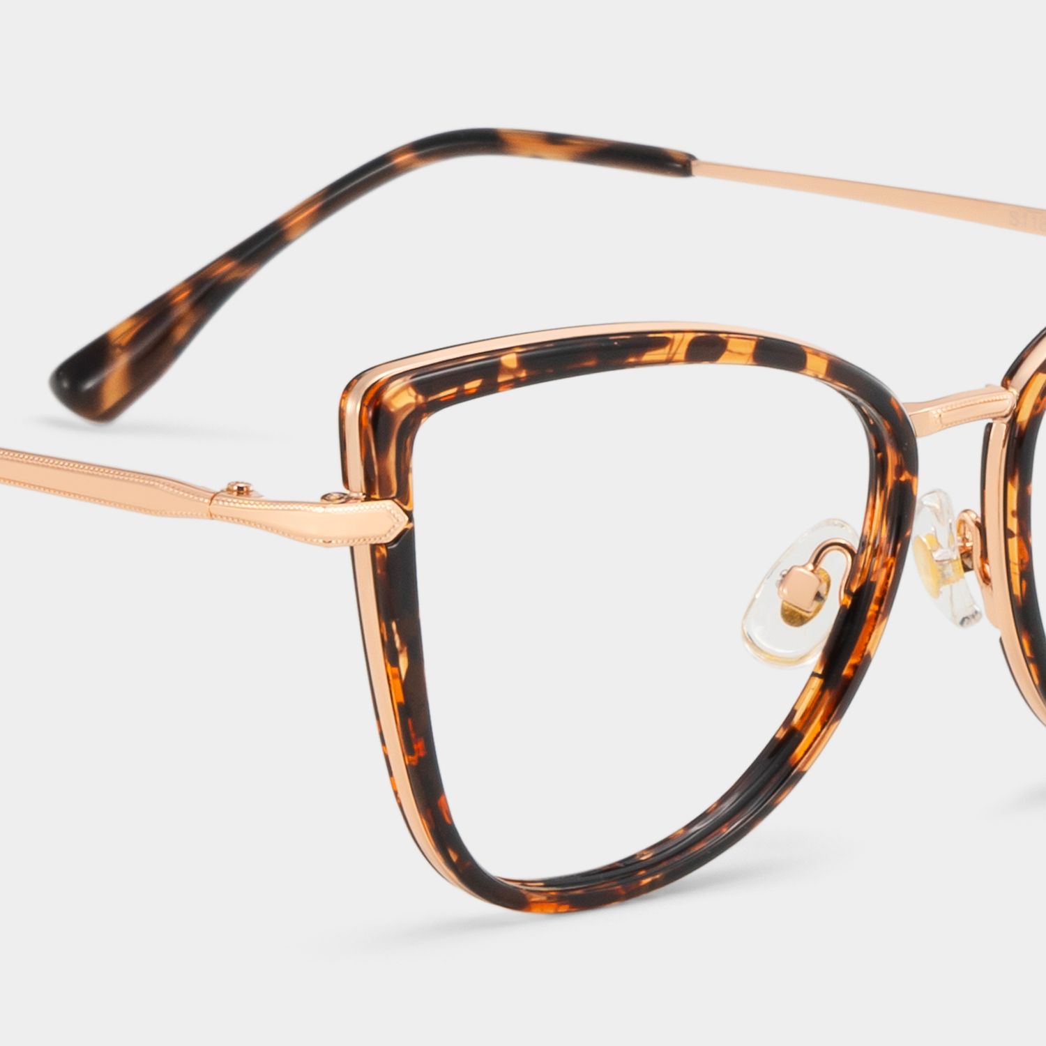 Cat eye Tortoise Eyeglasses- Sloane Mixed Frame Glasses4