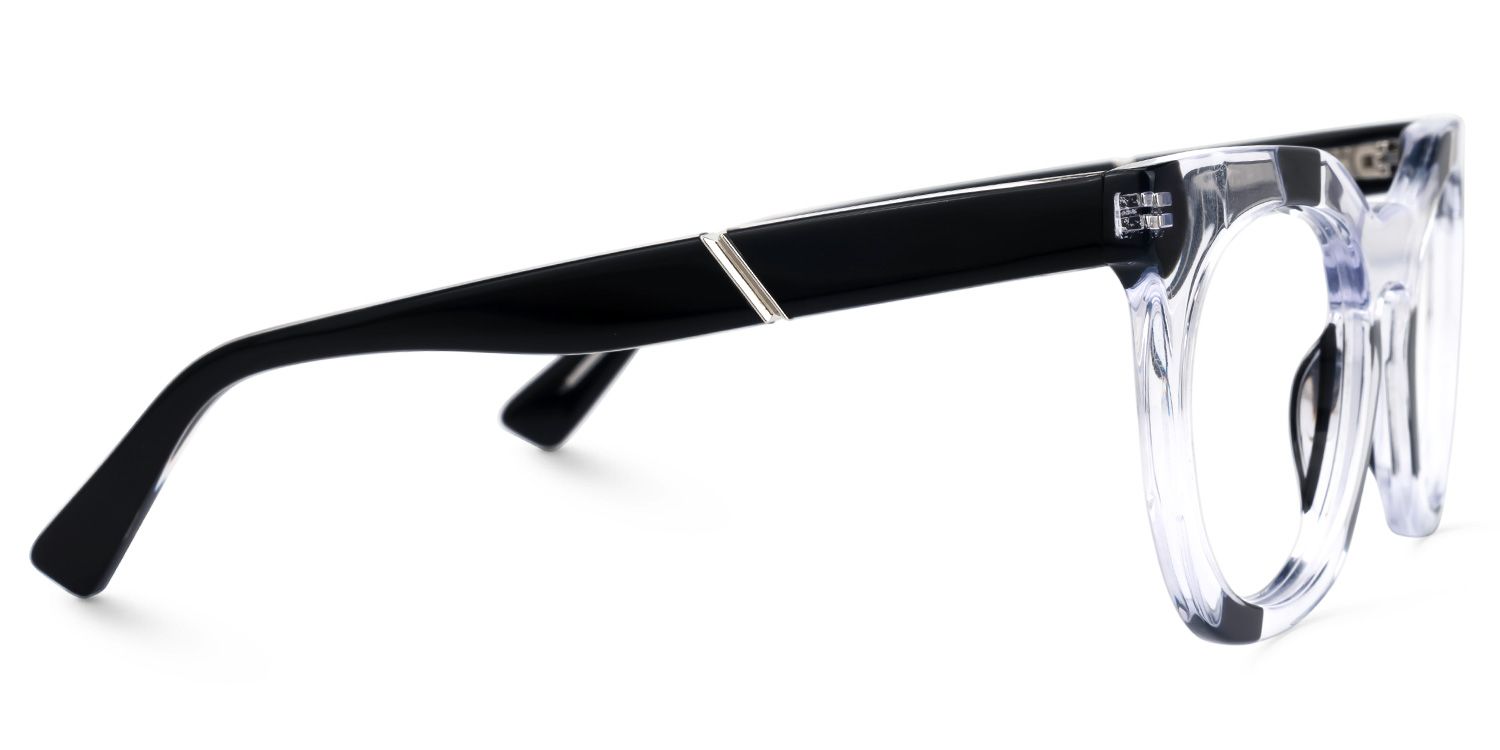 Leisa Round Black-Clear Glasses2