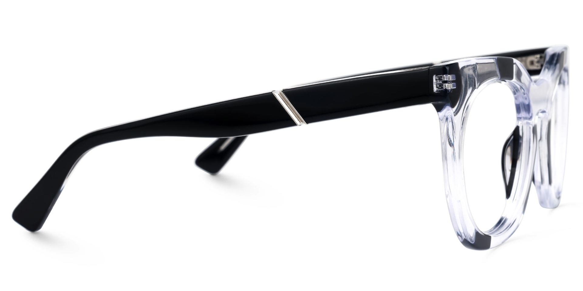 Leisa Round Black-Clear Glasses2