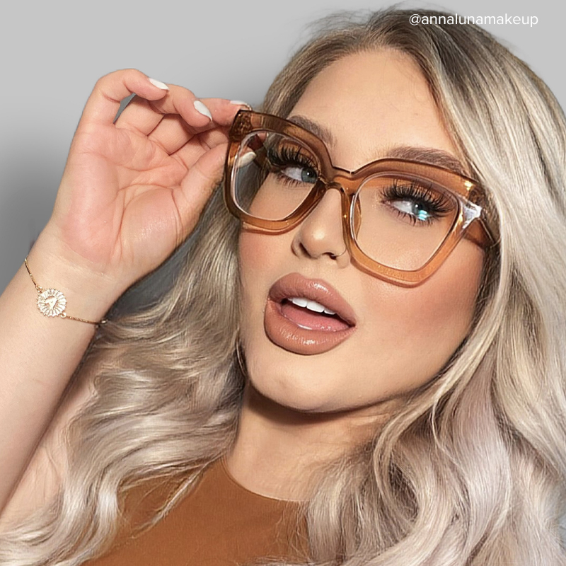Malcolm Square Crystal Champagne Frame Glasses | ZEELOOL Canada10
