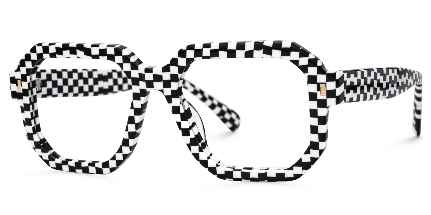 Joeann Black-White Geometric Designer Eyeglasses1