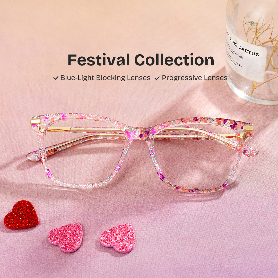 ZEELOOL Eliot Rectangle Pink Glasses