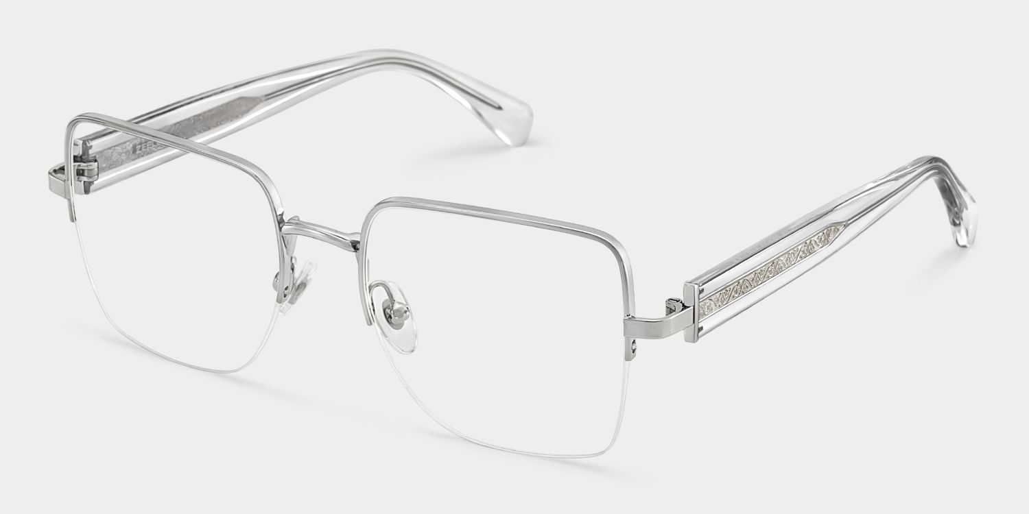 Lauren Silver Frame Glasses with Square Frame Online | ZEELOOL2