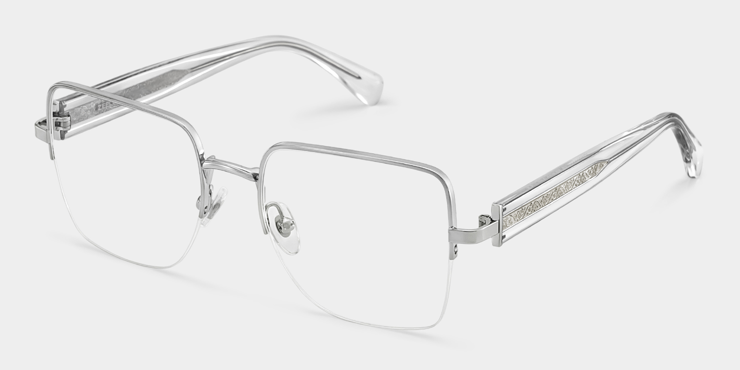 Lauren Silver Frame Glasses with Square Frame Online | ZEELOOL2