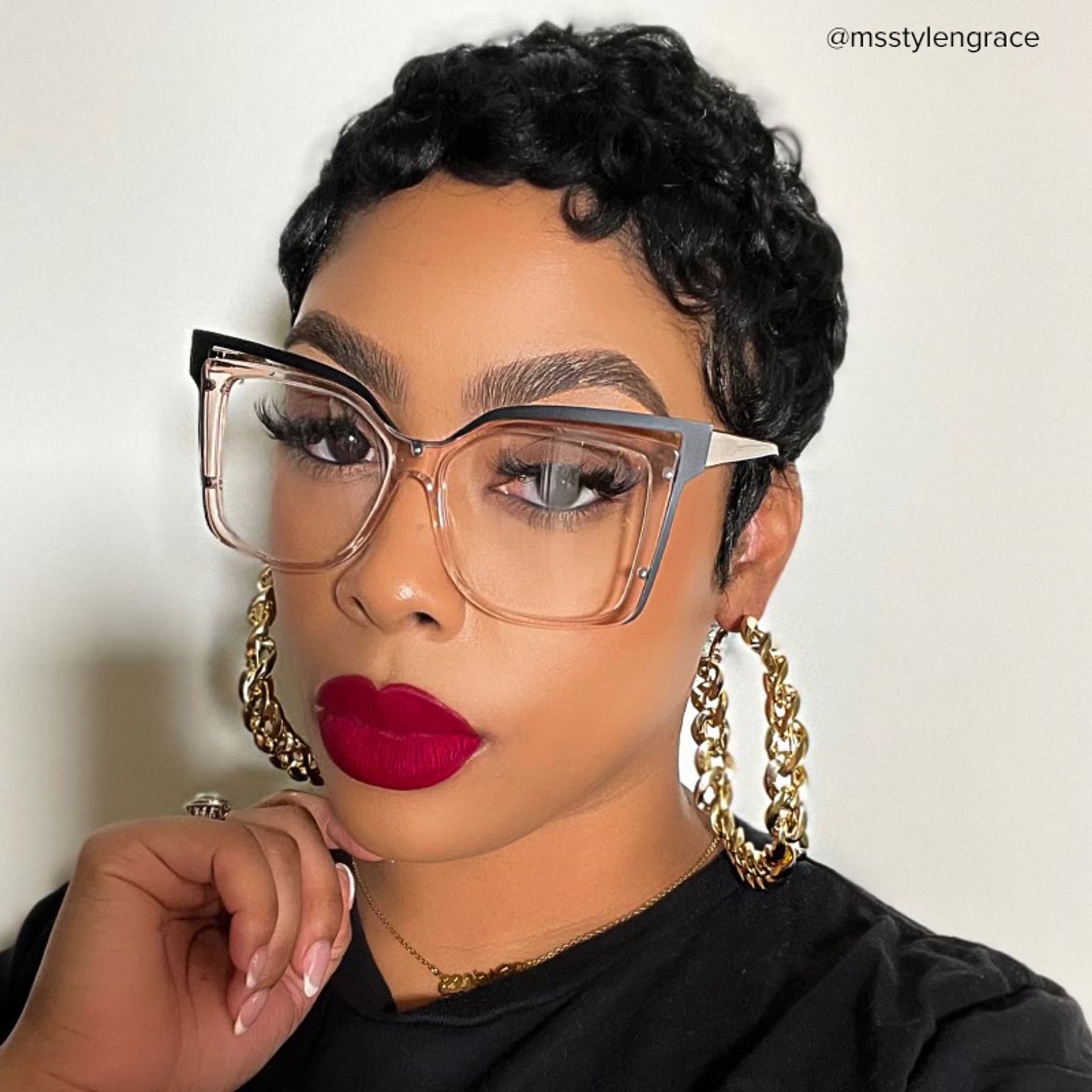 Twolla Square Beige Glasses and Black Edge Frame4