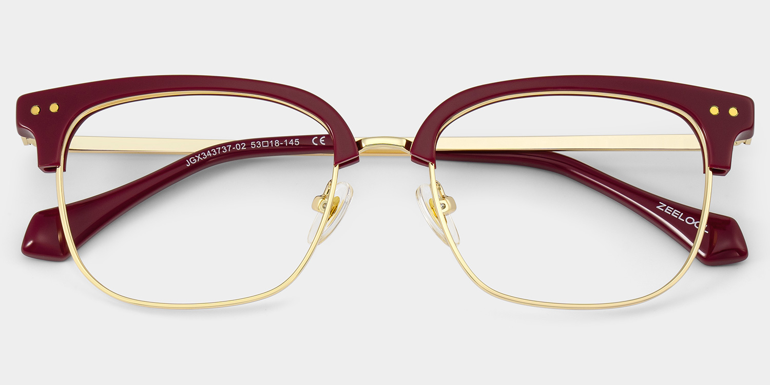 Nathan Red Frame Glasses with Browline Frame Online | ZEELOOL2