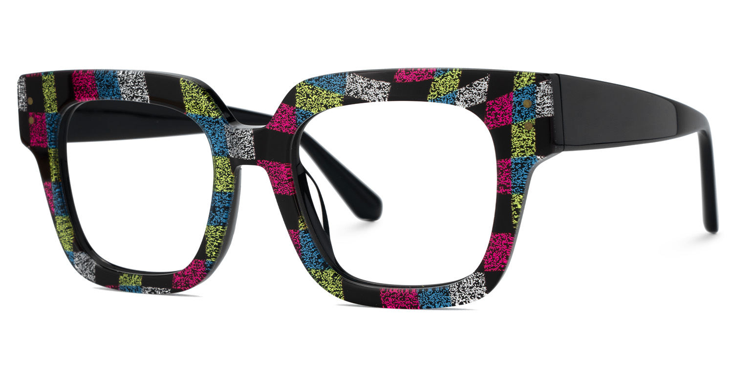 Brigitti Square Multicolor Checkered Glasses2