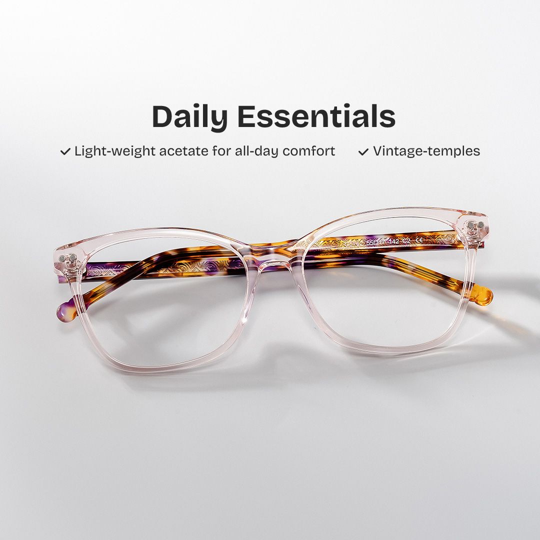 Marigold pink and tortoise shell glasses Rectangle Frame Online | ZEELOOL0