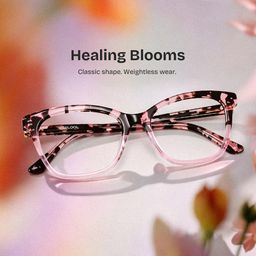 Bella Pink Tortoise Rectangle Glasses0