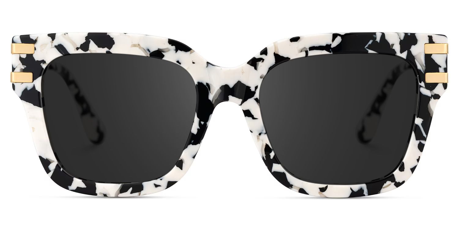 Square Cat-Eye Glasses With Cow Pattern0