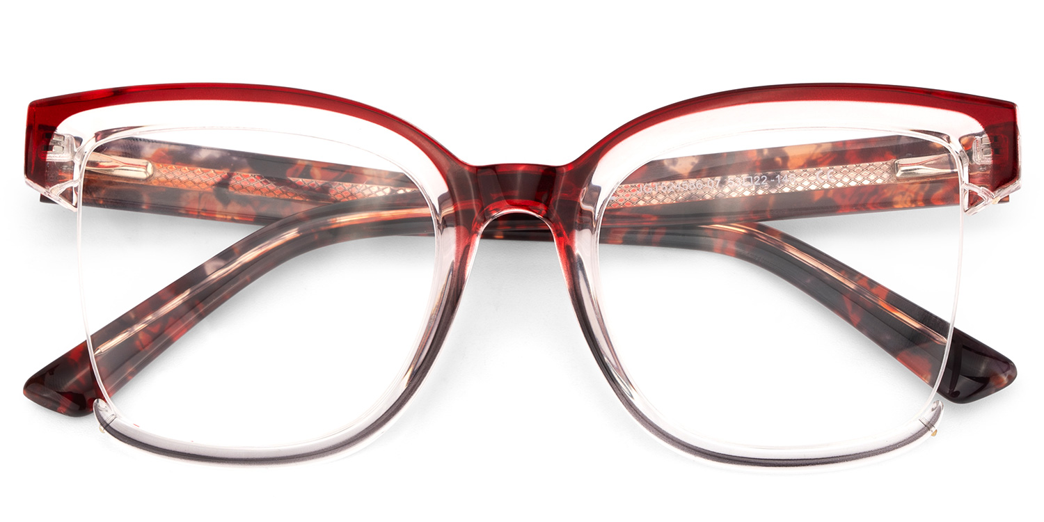 Square Cadogan Red- Gray Frame Glasses | ZEELOOL Canada1