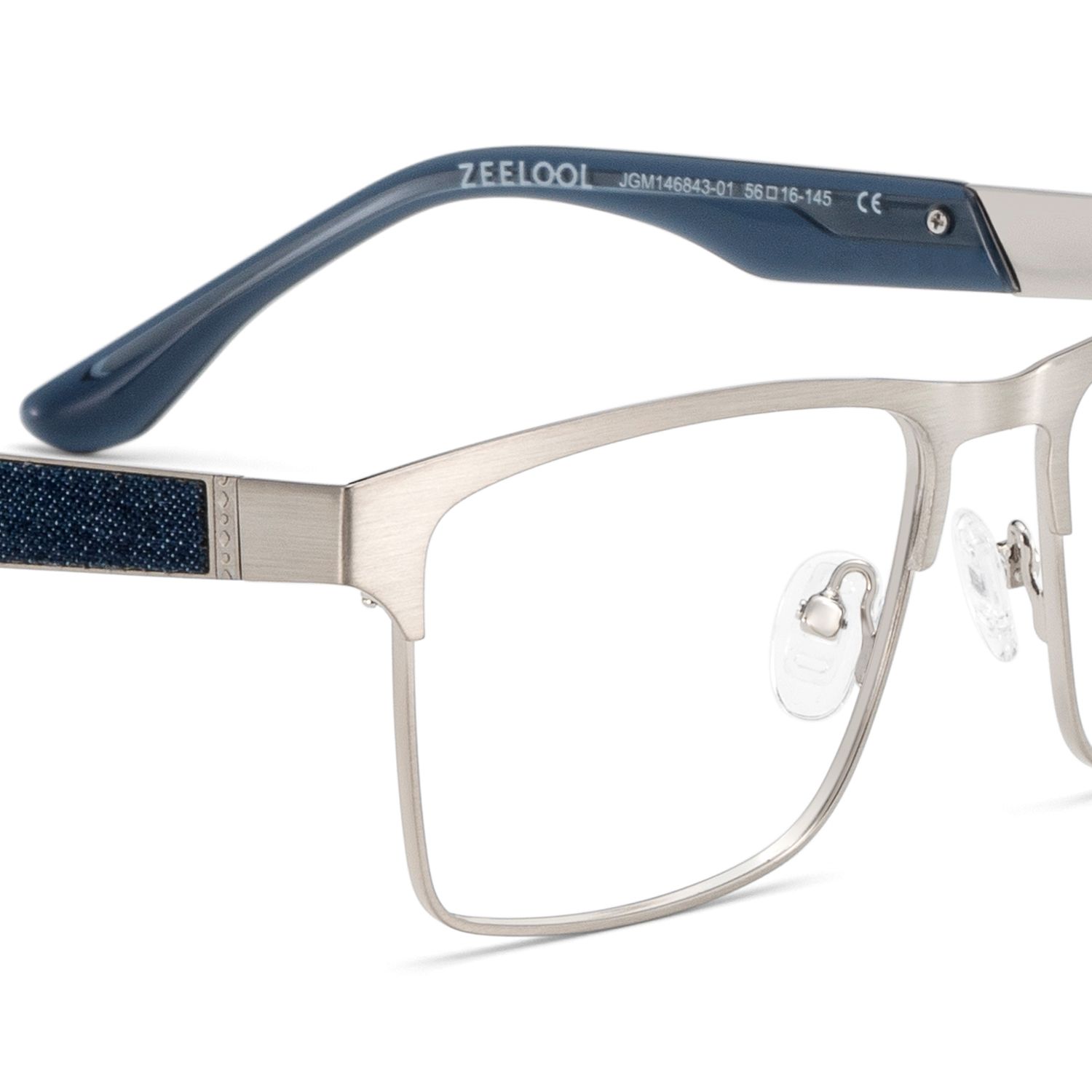 Jasper Eyeglasses in Browline Silver Frame | ZEELOOL Canada5