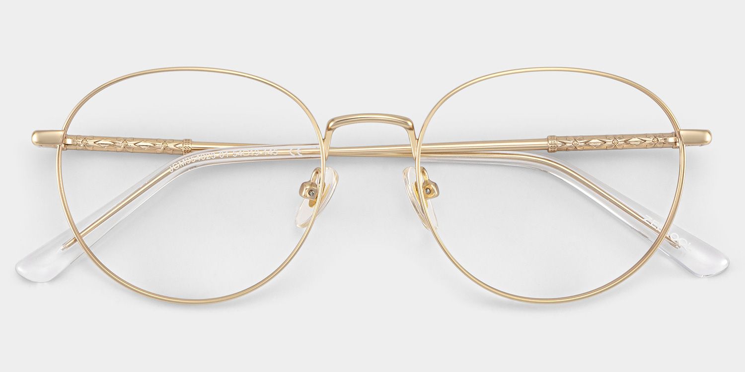 Ian Gold Frame Glasses with Round Frame Online | ZEELOOL2
