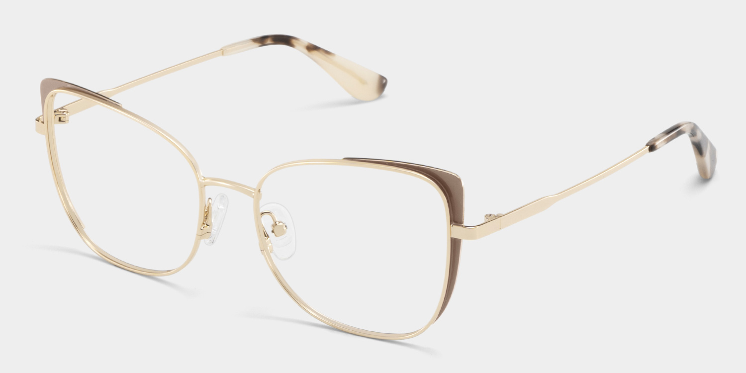 Tessa Khaki Gold Frame Glasses with Cat eye Frame Online | ZEELOOL Canada3