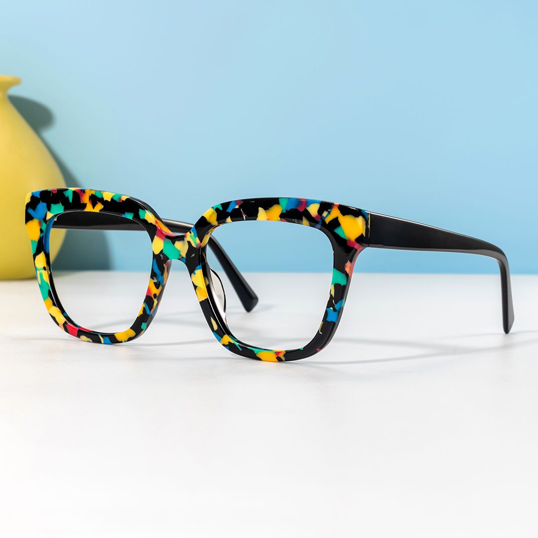 Square Speckled Glasses - Nina Acetate Frame Glasses0