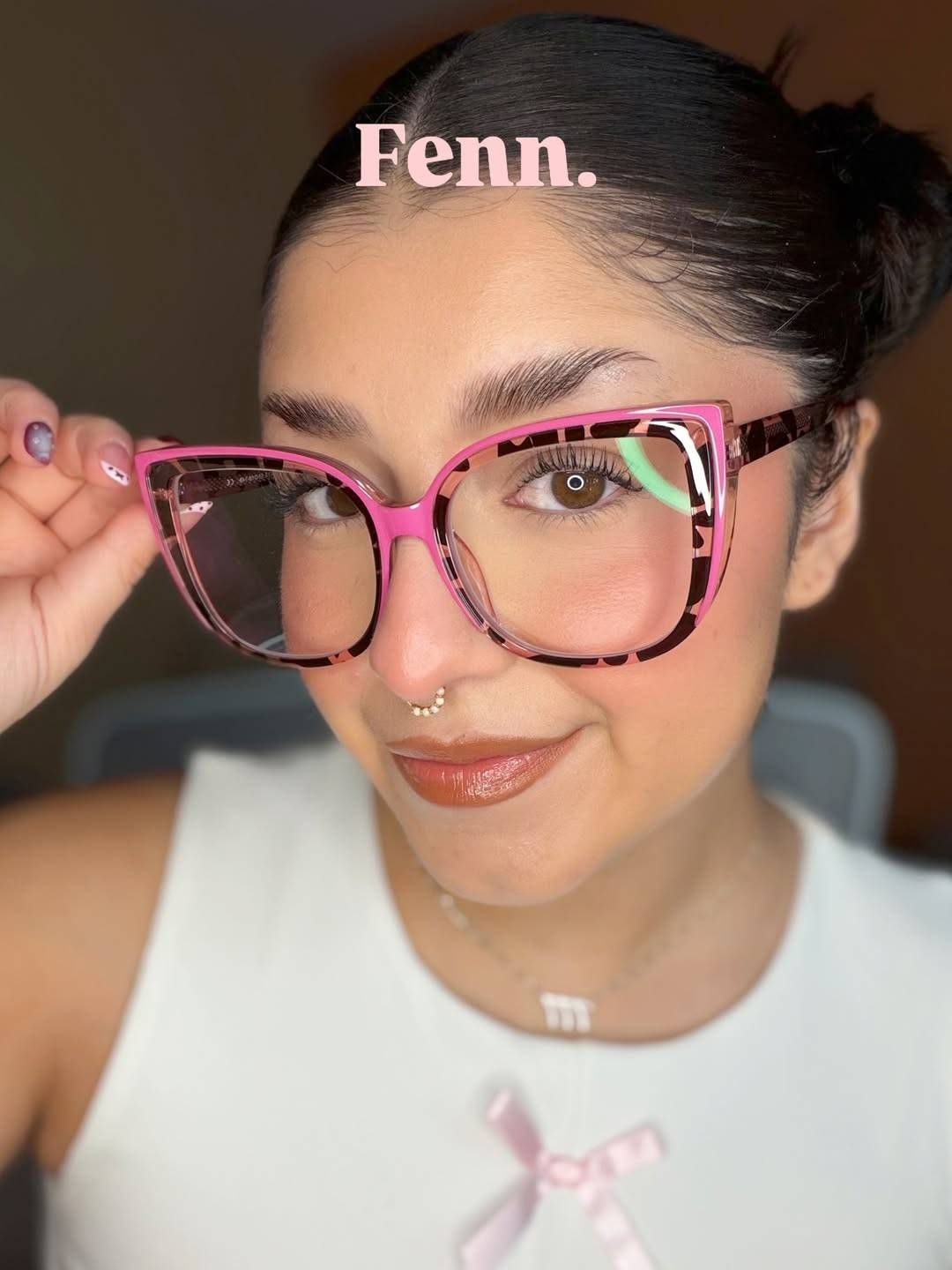 Large Cat Eye Glasses with Pink and Tortoise Frame7