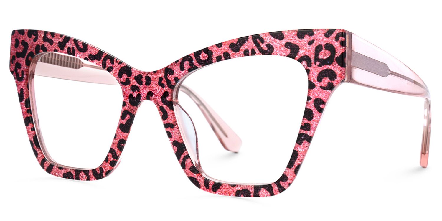 Designer Ansyah Cat Eye Pink Leopard Print Frame Glasses2