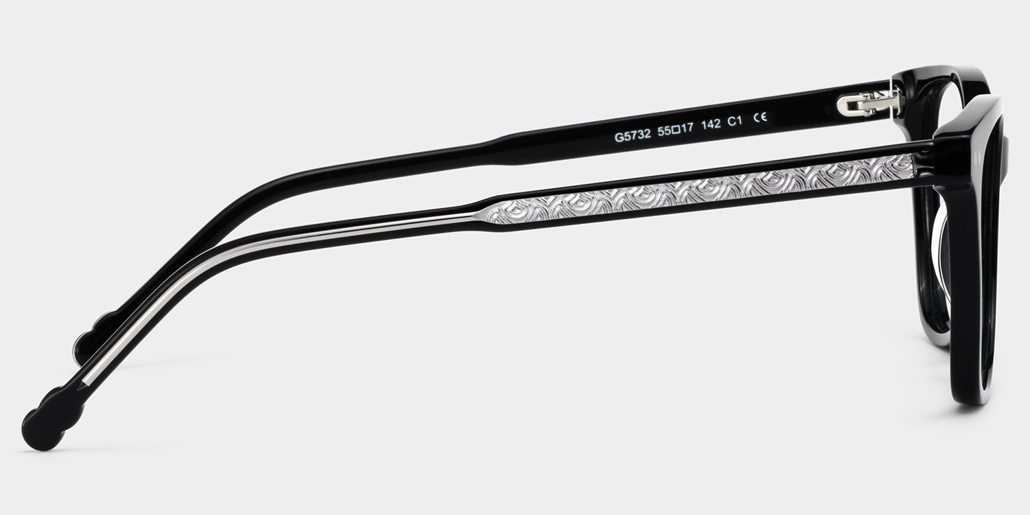 Marigold retro black frame glasses with Rectangle Frame Online | ZEELOOL3