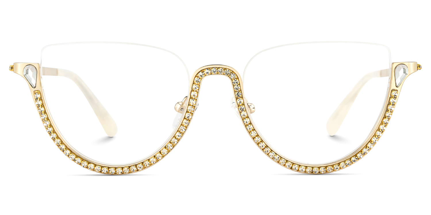 Sparkle Cateye Gold Glasses2