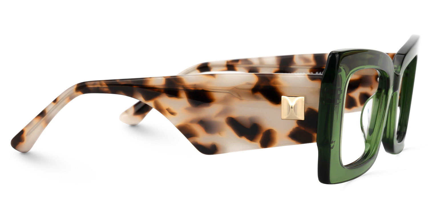 Mitia Rectangle Green Glasses2