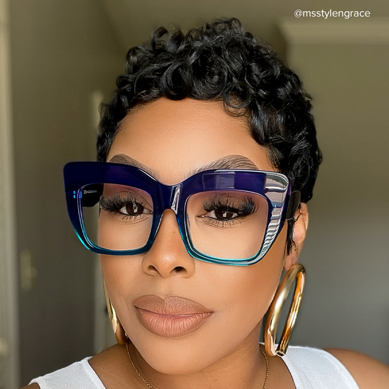 Charmaine Cat Eye Blue-Green Glasses8