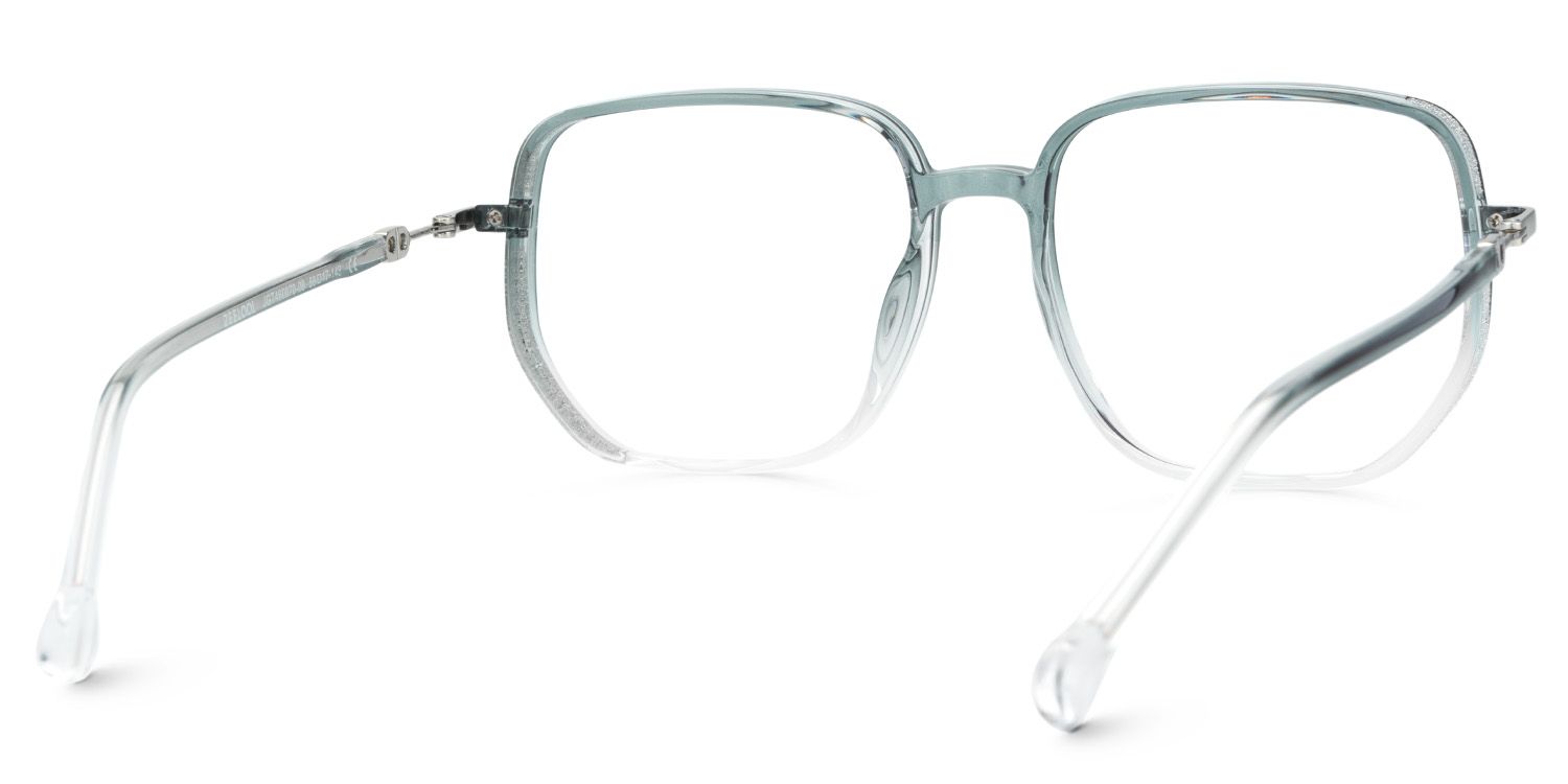Joana Blue Green Eyeglass Frames in Geometric Wide Frame Design | ZEELOOL Canada5