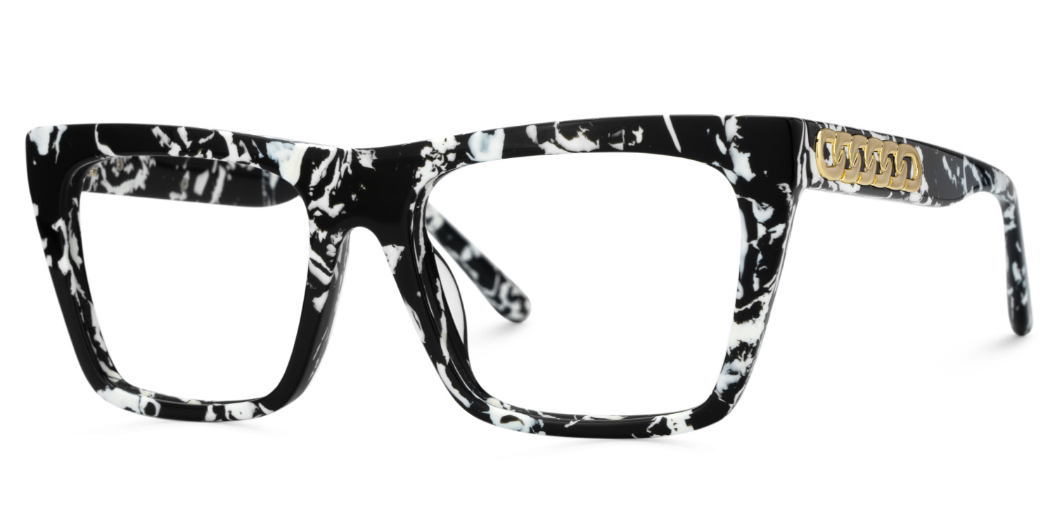Full Rim Rectangle Frame With Metal Rings On Temples3