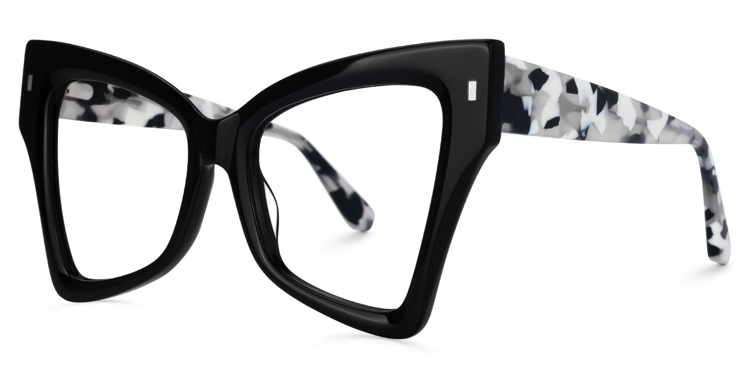 Migial Designer Eyeglasses in Butterfly Black Frame1