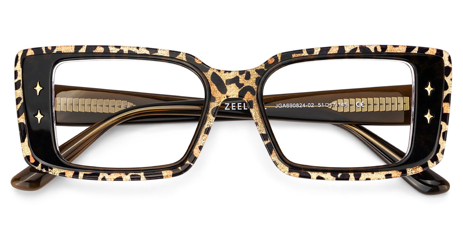 Women's Rectangle Eyeglasses Frames With Leopard Color2