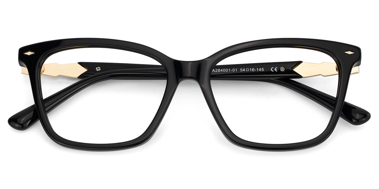 Theo Acetate Black Frame Glasses with Square Shape | ZEELOOL Canada2