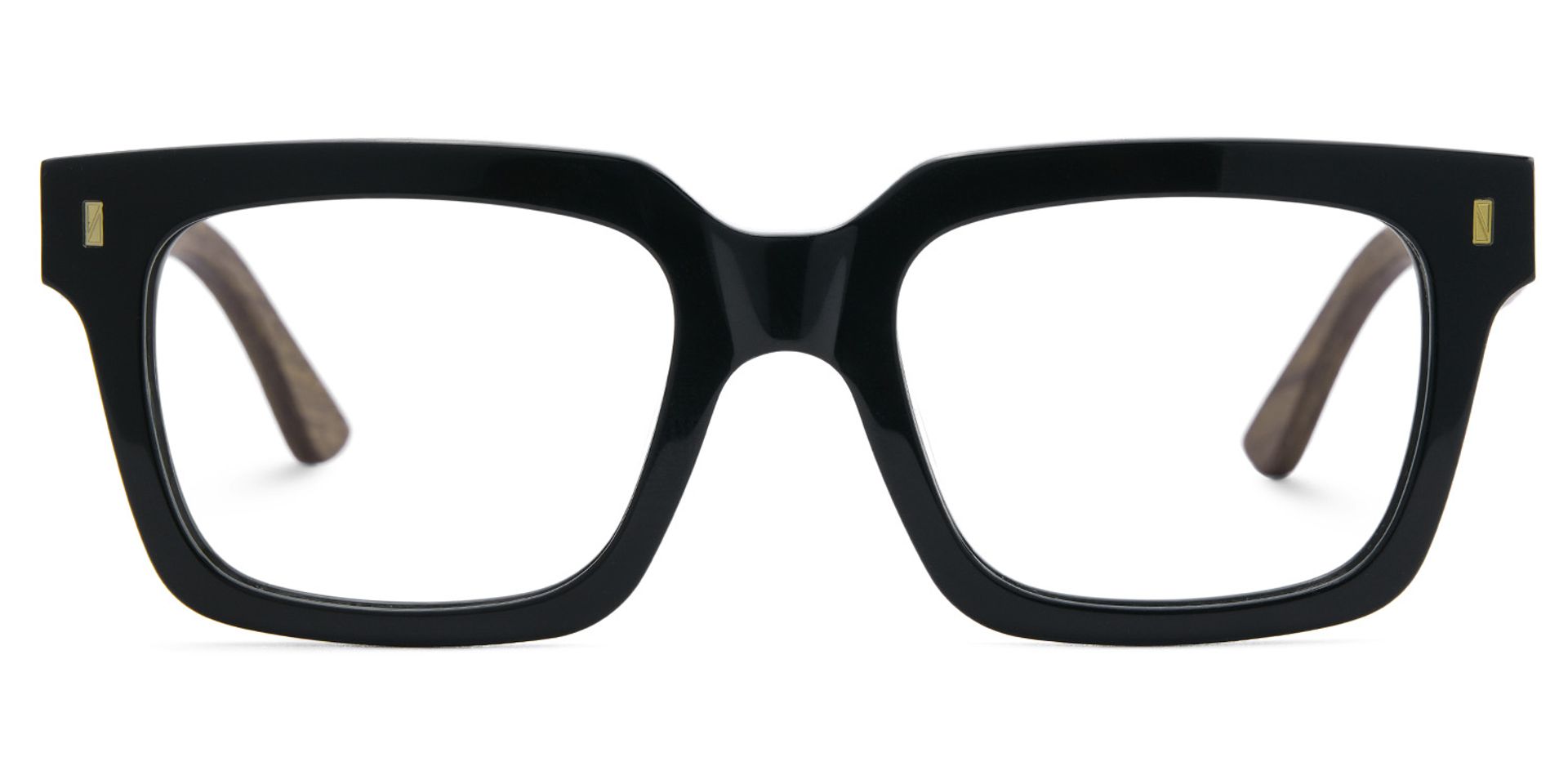 Black Rectangle Glasses With Wood Temples For Men1