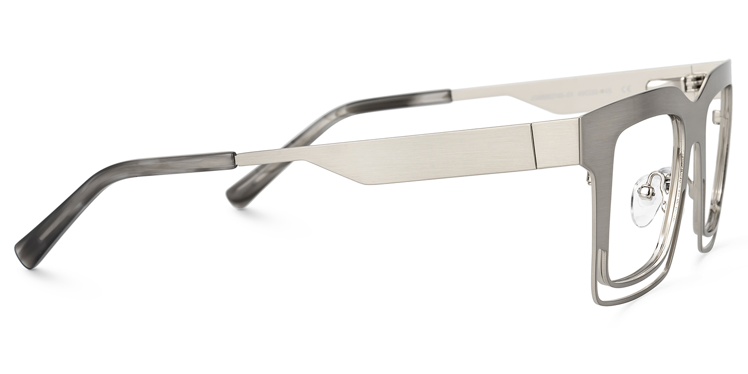 Evan Rectangle Silver Frame Eyeglasses for Males | ZEELOOL Canada3