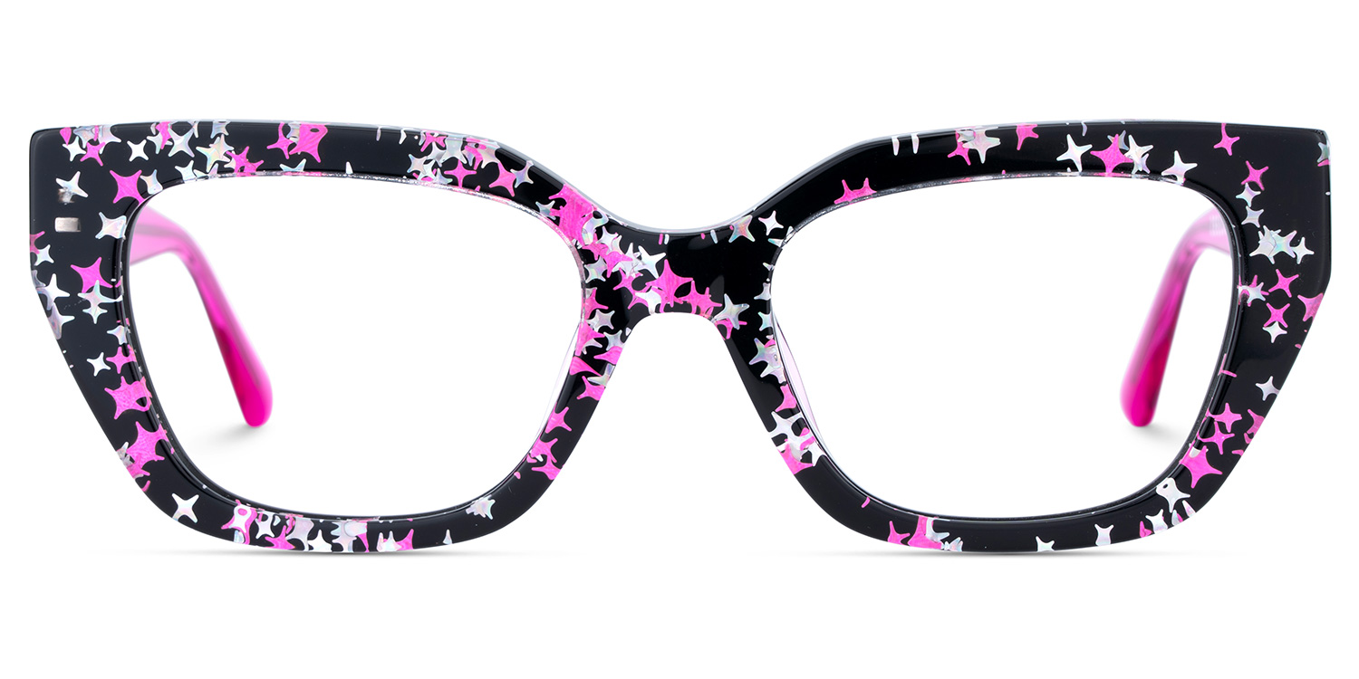 Flare Rectangle Black Pink Glasses1