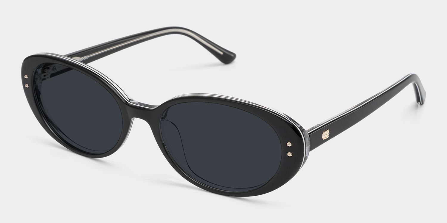 Lennon Oval Black Full Rim Sunglasses | ZEELOOL CA2