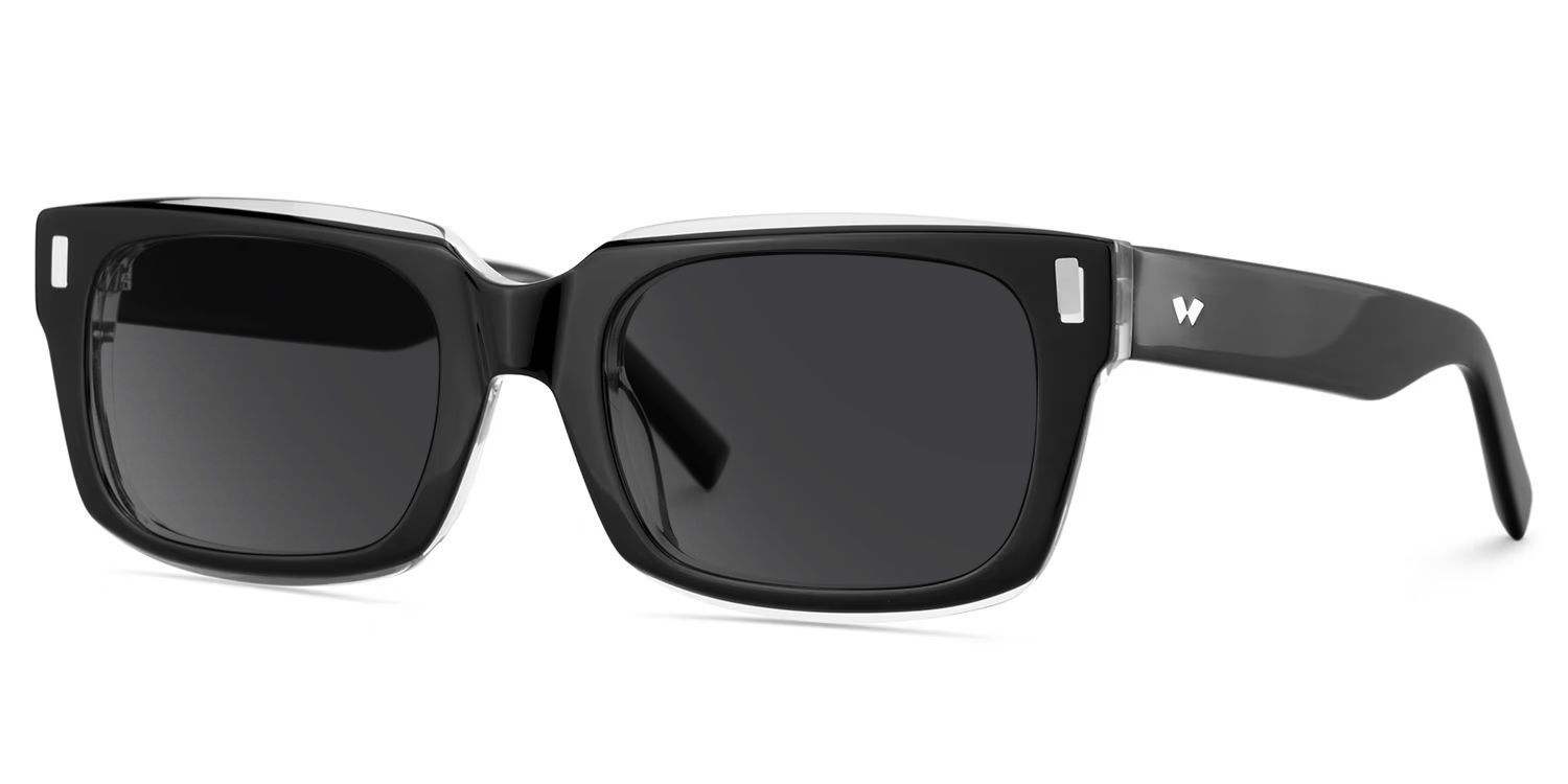 Designer Rectangular Glasses with Clear Rim of Black Frame2