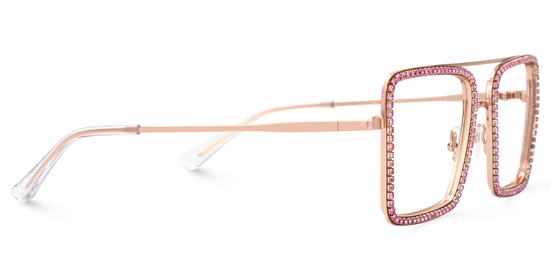 Diva Glasses, Rose Gold Eyeglasses with Pink Diamond4